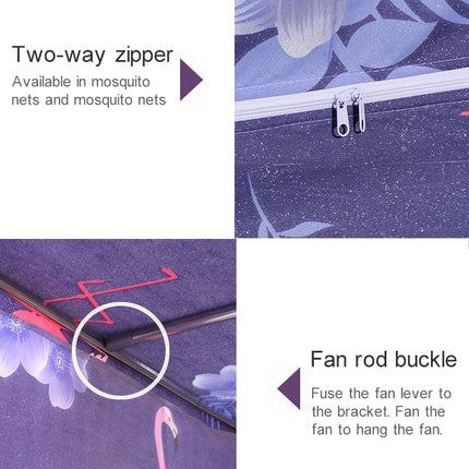 Square Ceiling Zipper Mosquito Net Encryption Zipper Three Door Defence Mosquito for 1.5m Bed with Anti-slip Rope(Dark Blue)-garmade.com