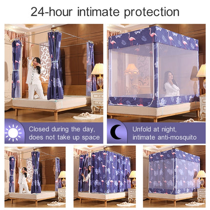 Square Ceiling Zipper Mosquito Net Encryption Zipper Three Door Defence Mosquito for 1.5m Bed with Anti-slip Rope and Curtain(Gray Blue)-garmade.com