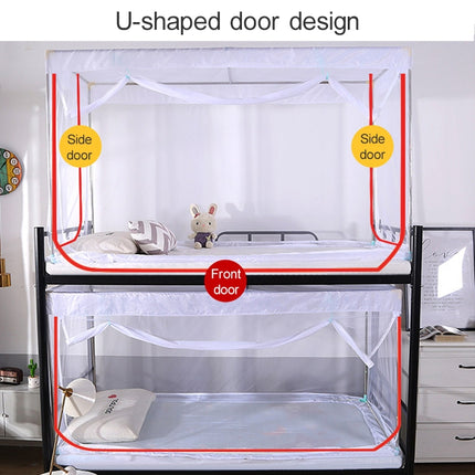 Student Dormitory Square Ceiling Zipper Mosquito Net Encryption Zipper Three Door Defence Mosquito for Upper Berth(Grey)-garmade.com