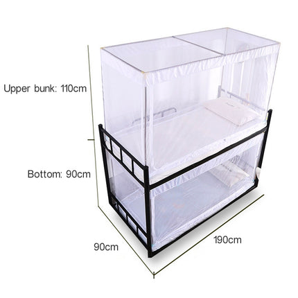 Student Dormitory Square Ceiling Zipper Mosquito Net Encryption Zipper Three Door Defence Mosquito for Upper Berth(Blue)-garmade.com