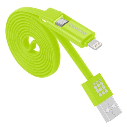 HAWEEL 1m 2 in 1 Micro USB & 8 Pin to USB Data Sync Charge Cable(Green)-garmade.com