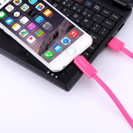 HAWEEL 1m 2 in 1 Micro USB & 8 Pin to USB Data Sync Charge Cable(Magenta)-garmade.com
