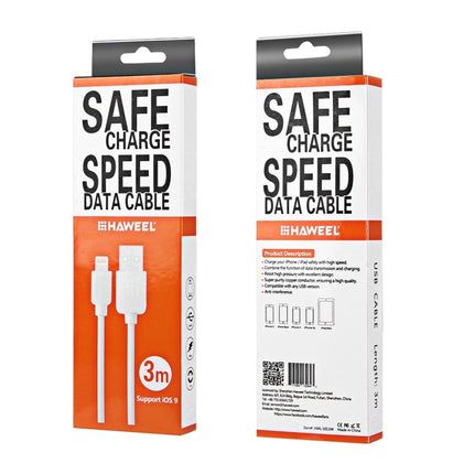 HAWEEL 3m High Speed 8 Pin to USB Sync and Charging Cable for iPhone, iPad(White)-garmade.com