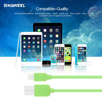HAWEEL 1m High Speed 35 Cores 8 Pin to USB Sync Charging Cable for iPhone, iPad(Green)-garmade.com