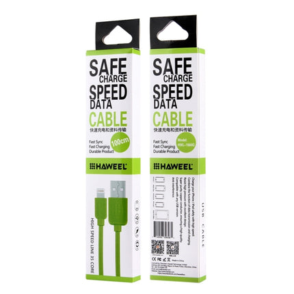 HAWEEL 1m High Speed 35 Cores 8 Pin to USB Sync Charging Cable for iPhone, iPad(Green)-garmade.com