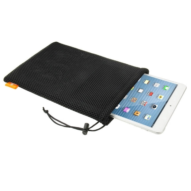 HAWEEL Nylon Mesh Drawstring Pouch Bag with Stay Cord for up to 7.9 inch Screen Tablet, Size: 24cm x 16cm(Black)-garmade.com
