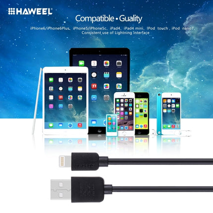 2 PCS HAWEEL 1m High Speed 8 pin to USB Sync and Charging Cable Kit for iPhone, iPad(Black)-garmade.com