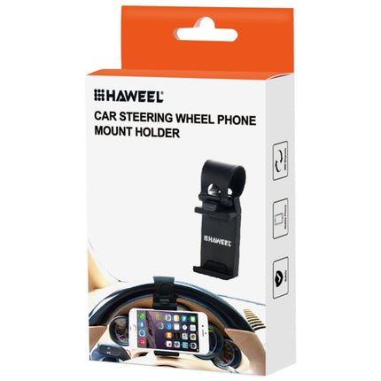 HAWEEL Universal Car Steering Wheel Phone Mount Holder(Black)-garmade.com
