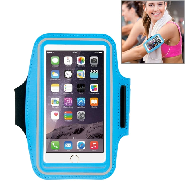 HAWEEL Sport Armband Case with Earphone Hole & Key Pocket, For iPhone XS, iPhone XS Max, iPhone X, iPhone 8 Plus & 7 Plus, iPhone 6 Plus, Galaxy S9+ / S8+ / S6 / S5(Baby Blue)-garmade.com