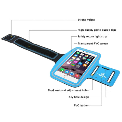HAWEEL Sport Armband Case with Earphone Hole & Key Pocket, For iPhone XS, iPhone XS Max, iPhone X, iPhone 8 Plus & 7 Plus, iPhone 6 Plus, Galaxy S9+ / S8+ / S6 / S5(Baby Blue)-garmade.com
