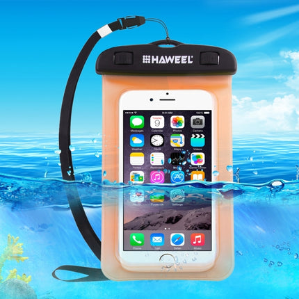 HAWEEL Transparent Universal Waterproof Bag with Lanyard for iPhone, Galaxy, Huawei, Xiaomi, LG, HTC and Other Smart Phones(Orange)-garmade.com