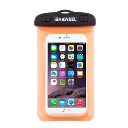 HAWEEL Transparent Universal Waterproof Bag with Lanyard for iPhone, Galaxy, Huawei, Xiaomi, LG, HTC and Other Smart Phones(Orange)-garmade.com