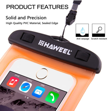 HAWEEL Transparent Universal Waterproof Bag with Lanyard for iPhone, Galaxy, Huawei, Xiaomi, LG, HTC and Other Smart Phones(Orange)-garmade.com