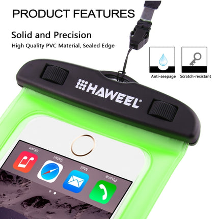 HAWEEL Transparent Universal Waterproof Bag with Lanyard for iPhone, Galaxy, Huawei, Xiaomi, LG, HTC and Other Smart Phones(Green)-garmade.com