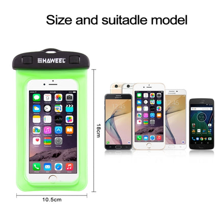 HAWEEL Transparent Universal Waterproof Bag with Lanyard for iPhone, Galaxy, Huawei, Xiaomi, LG, HTC and Other Smart Phones(Green)-garmade.com