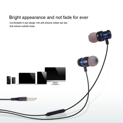 [HK Warehouse] HAWEEL 3.5mm Jack Metal Head In-ear Pure Voice Earphones with Mic & Line Control, For iPhone, Galaxy, Huawei, Xiaomi, LG, HTC and Other Smart Phones(Blue)-garmade.com