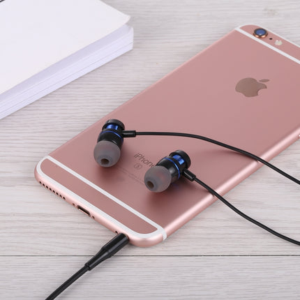 [HK Warehouse] HAWEEL 3.5mm Jack Metal Head In-ear Pure Voice Earphones with Mic & Line Control, For iPhone, Galaxy, Huawei, Xiaomi, LG, HTC and Other Smart Phones(Blue)-garmade.com