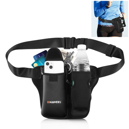 HAWEEL Multi-function Sports Fitness Water Bottle Waist Bag(Black)-garmade.com