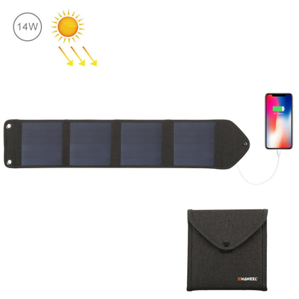 HAWEEL 14W Portable Foldable Solar Charger Outdoor Travel Rechargeable Folding Bag with 4 Solar Panels & USB Port, Size: S-garmade.com