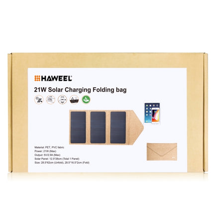 HAWEEL 21W Foldable Solar Panel Charger with 5V 2.9A Max Dual USB Ports(Yellow)-garmade.com