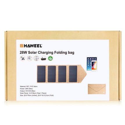 HAWEEL 28W Foldable Solar Panel Charger with 5V 2.9A Max Dual USB Ports(Yellow)-garmade.com