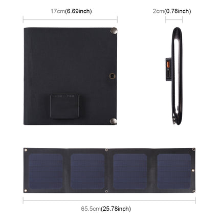 HAWEEL 14W 4-Fold ETFE Solar Panel Charger with 5V / 2.1A Max Dual USB Ports, Support QC3.0 and AFC(Black)-garmade.com