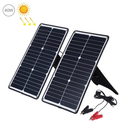 HAWEEL 2 PCS 20W Monocrystalline Silicon Solar Power Panel Charger, with USB Port & Holder & Tiger Clip, Support QC3.0 and AFC(Black)-garmade.com
