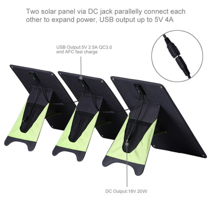 HAWEEL 3 PCS 20W Monocrystalline Silicon Solar Power Panel Charger, with USB Port & Holder & Tiger Clip, Support QC3.0 and AFC(Black)-garmade.com