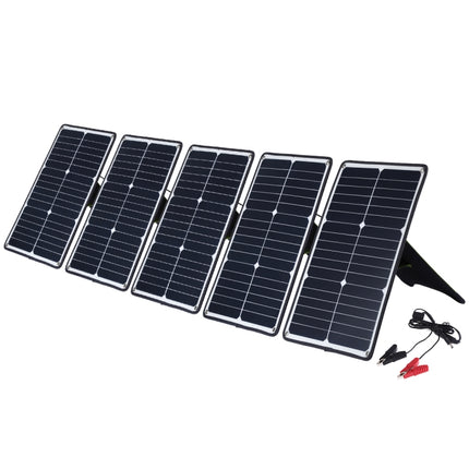 HAWEEL 5 PCS 20W Monocrystalline Silicon Solar Power Panel Charger, with USB Port & Holder & Tiger Clip, Support QC3.0 and AFC(Black)-garmade.com