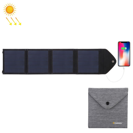 HAWEEL 14W Ultrathin Foldable Solar Panel Charger with 5V / 2.2A USB Port, Support QC3.0 and AFC(Black)-garmade.com
