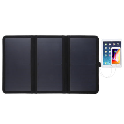 HAWEEL 21W Ultrathin 3-Fold Foldable 5V / 3A Solar Panel Charger with Dual USB Ports, Support QC3.0 and AFC(Black)-garmade.com