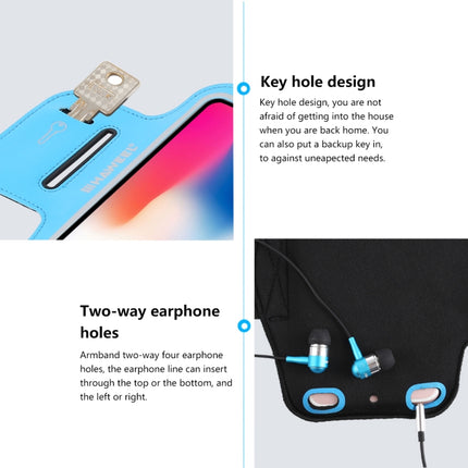 HAWEEL Sport Armband Case with Earphone Hole & Key Pocket, For iPhone XS, iPhone XS Max, iPhone X, iPhone 8 Plus & 7 Plus, iPhone 6 Plus, Galaxy S9+ / S8+ / S6 / S5(Blue)-garmade.com