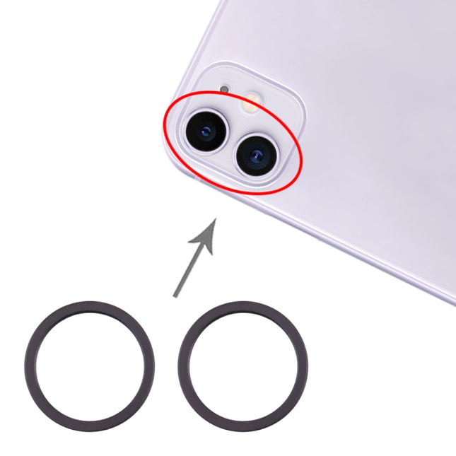 2 PCS Rear Camera Glass Lens Metal Protector Hoop Ring for iPhone 11(Black)-garmade.com