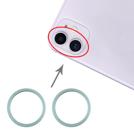2 PCS Rear Camera Glass Lens Metal Protector Hoop Ring for iPhone 11(Green)-garmade.com