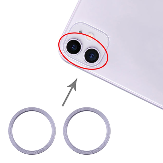 2 PCS Rear Camera Glass Lens Metal Protector Hoop Ring for iPhone 11(Purple)-garmade.com