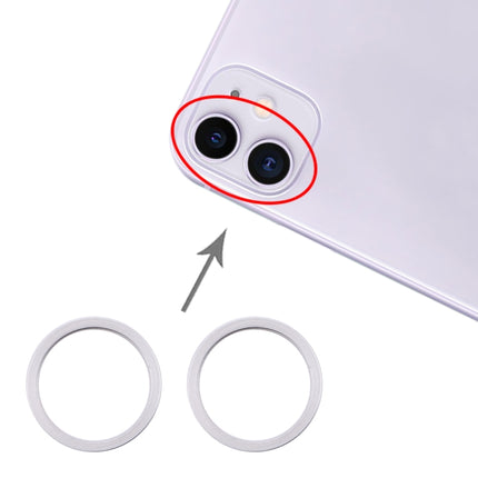 2 PCS Rear Camera Glass Lens Metal Protector Hoop Ring for iPhone 11(Silver)-garmade.com