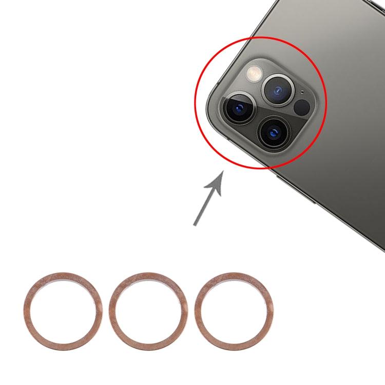 3 PCS Rear Camera Glass Lens Metal Protector Hoop Ring for iPhone 12 Pro (Gold)-garmade.com