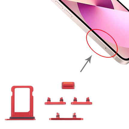 SIM Card Tray + Side Keys for iPhone 13 Mini(Red)-garmade.com