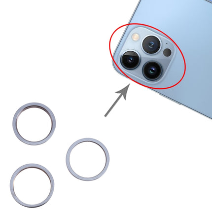 3 PCS Rear Camera Glass Lens Metal Outside Protector Hoop Ring for iPhone 13 Pro Max(Blue)-garmade.com