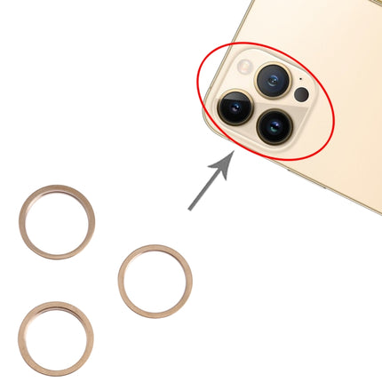 3 PCS Rear Camera Glass Lens Metal Outside Protector Hoop Ring for iPhone 13 Pro(Gold)-garmade.com