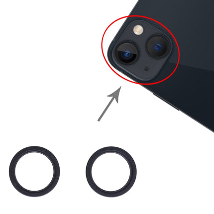 2 PCS Rear Camera Glass Lens Metal Outside Protector Hoop Ring for iPhone 13 mini(Black)-garmade.com