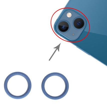 2 PCS Rear Camera Glass Lens Metal Outside Protector Hoop Ring for iPhone 13 mini(Blue)-garmade.com