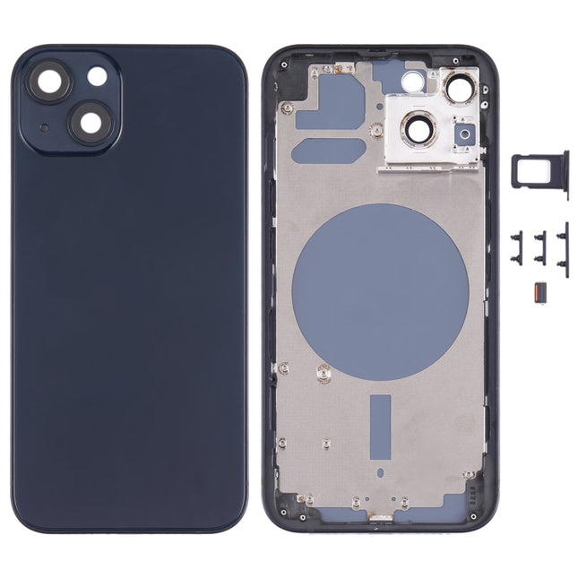 Back Housing Cover with SIM Card Tray & Side Keys & Camera Lens for iPhone 13(Black)-garmade.com