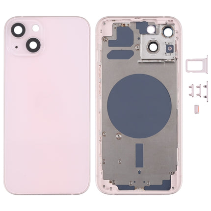 Back Housing Cover with SIM Card Tray & Side Keys & Camera Lens for iPhone 13(Pink)-garmade.com