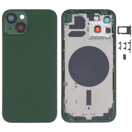 Back Housing Cover with SIM Card Tray & Side Keys & Camera Lens for iPhone 13(Green)-garmade.com