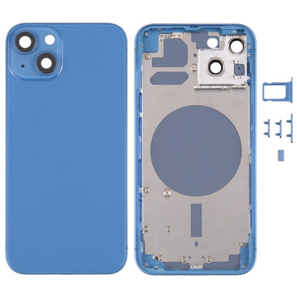 Back Housing Cover with SIM Card Tray & Side Keys & Camera Lens for iPhone 13(Blue)-garmade.com