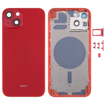 Back Housing Cover with SIM Card Tray & Side Keys & Camera Lens for iPhone 13(Red)-garmade.com