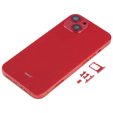Back Housing Cover with SIM Card Tray & Side Keys & Camera Lens for iPhone 13(Red)-garmade.com