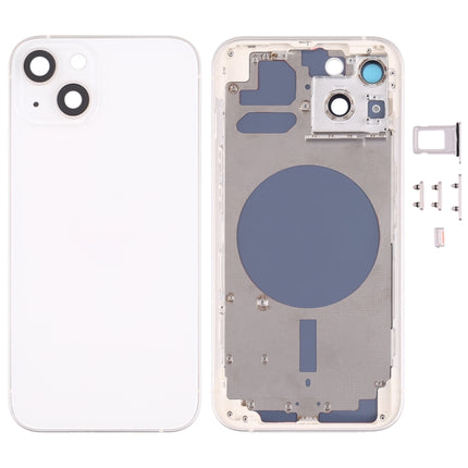Back Housing Cover with SIM Card Tray & Side Keys & Camera Lens for iPhone 13(White)-garmade.com