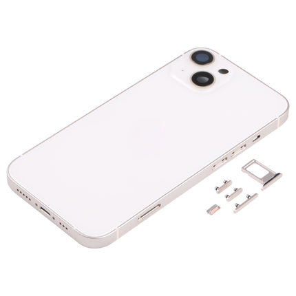 Back Housing Cover with SIM Card Tray & Side Keys & Camera Lens for iPhone 13(White)-garmade.com